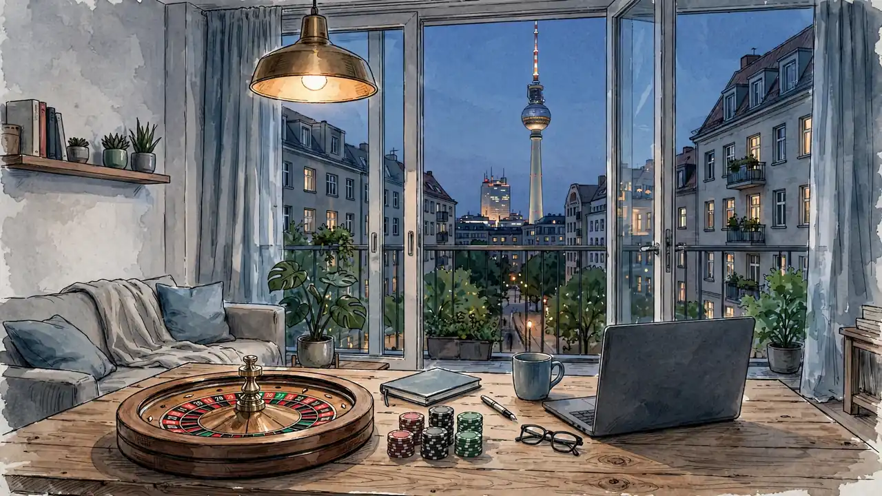 Roulette und Spielchips auf einem Tisch in Berliner Wohnung
