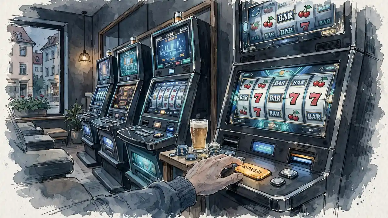 Modernes Spielautomaten-Lokal in Deutschland mit Autoplay-Funktion und entspannter Atmosphäre